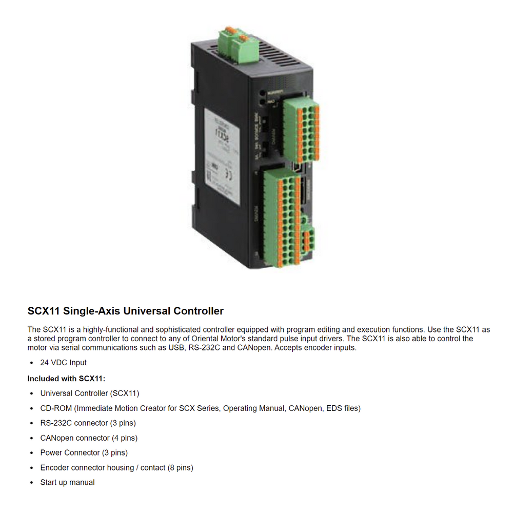 SCX SERIES ORIENTAL SCX SERIES CONTROLLER<BR>SPECIFY NOTED INFORMATION FOR PRICE AND AVAILABILITY